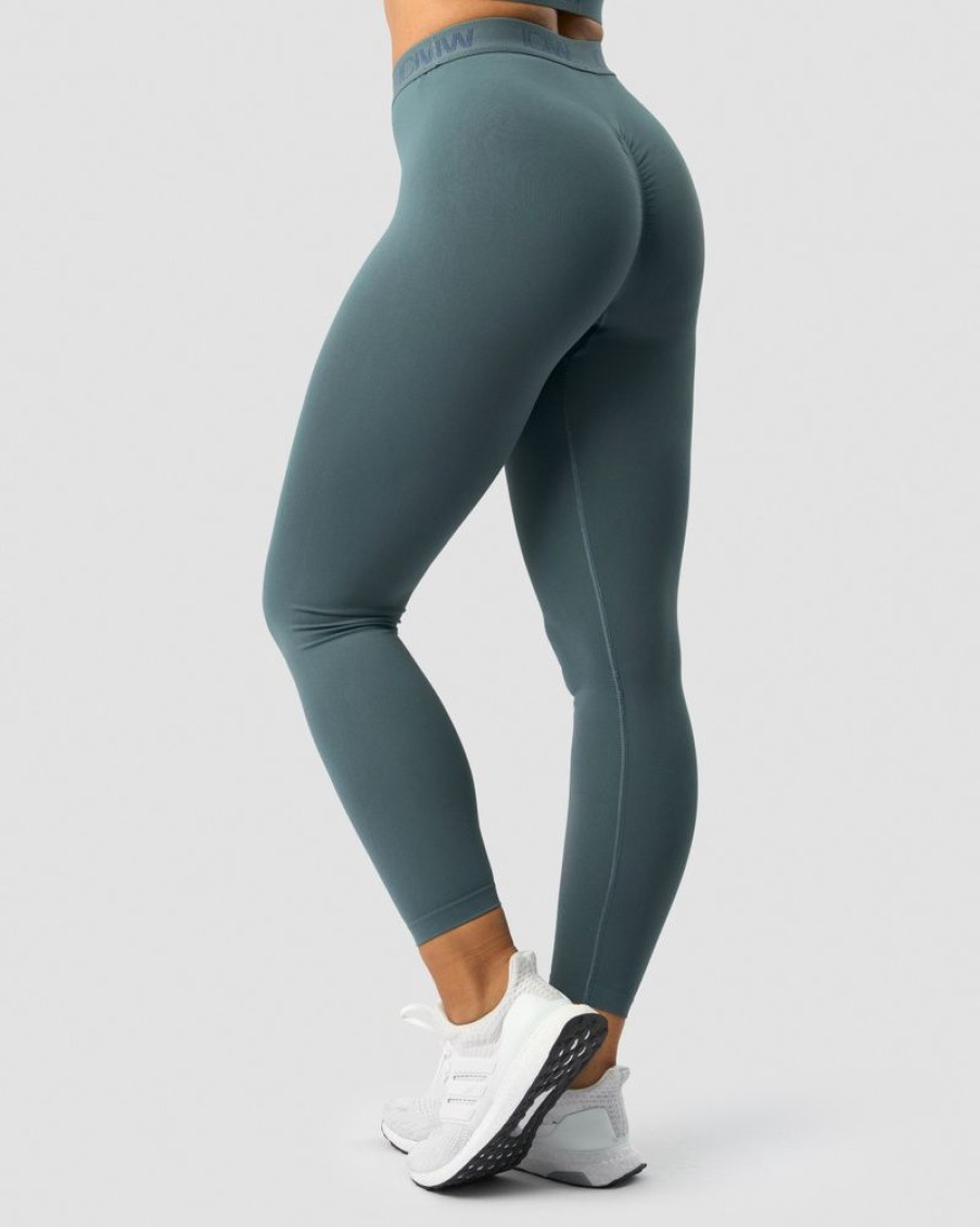 Dam ICIW Tights & Leggings | Define Seamless Logo Scrunch Tights Jungle Green