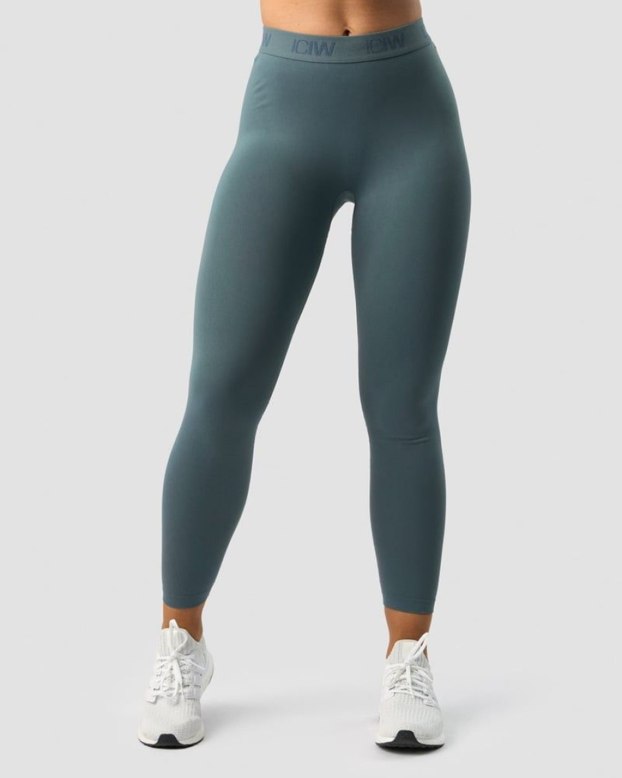 Dam ICIW Tights & Leggings | Define Seamless Logo Scrunch Tights Jungle Green