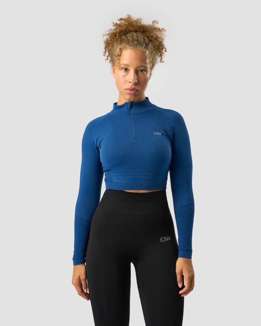 Dam ICIW Seamless | Define Cropped 1/4 Zip Dark Navy