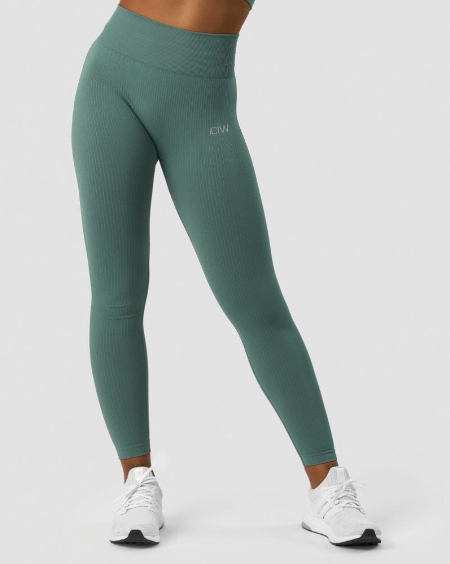 Dam ICIW Tights & Leggings | Ribbed Define Seamless Tights Sea Green