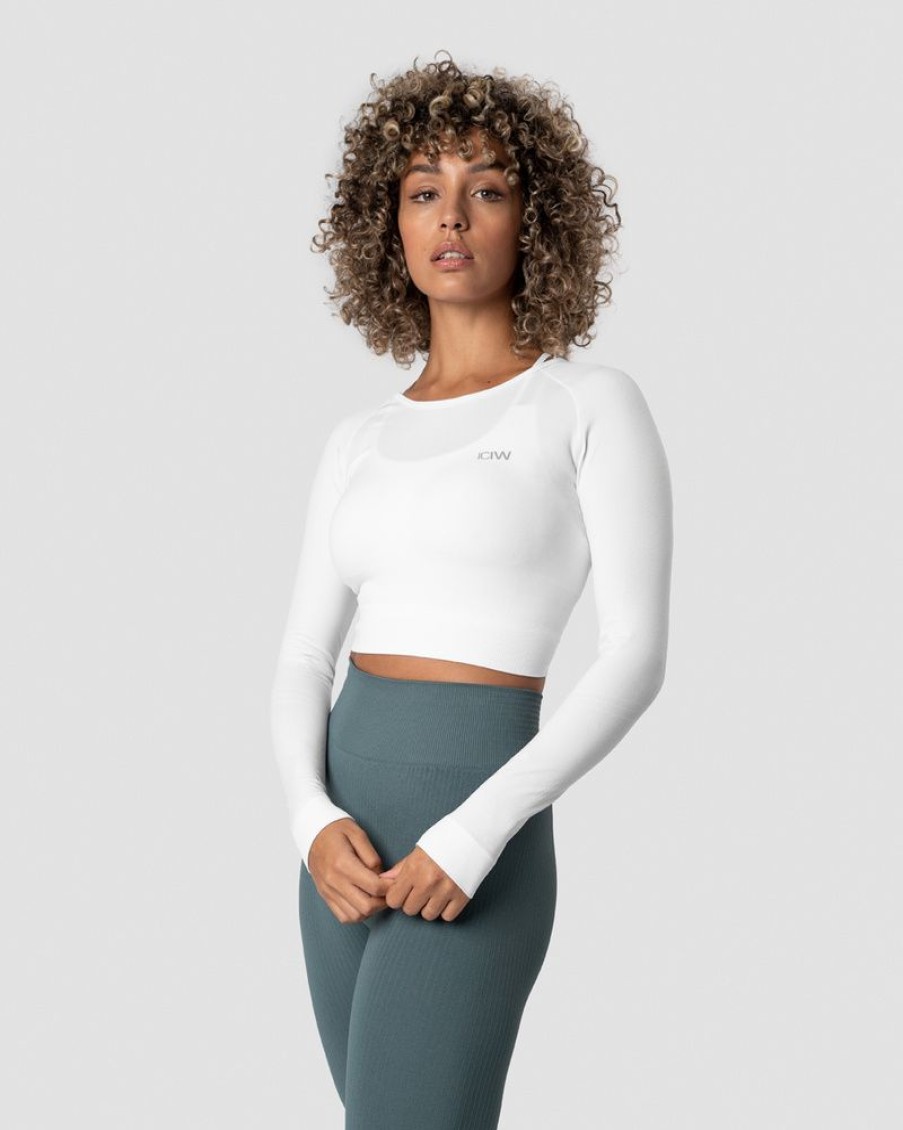 Dam ICIW Seamless | Define Seamless Ls Crop Top White Wmn