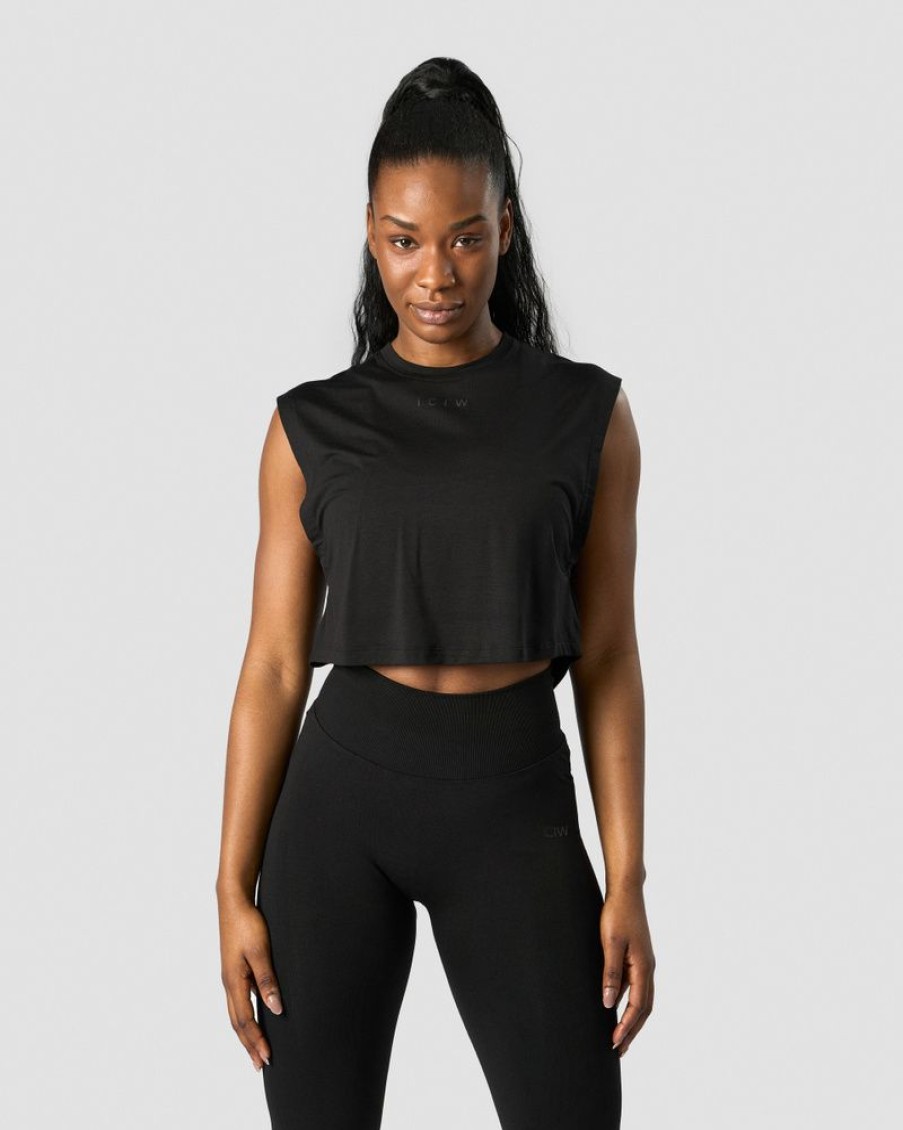 Dam ICIW Traningslinnen | Rush Cropped Tank Top Black