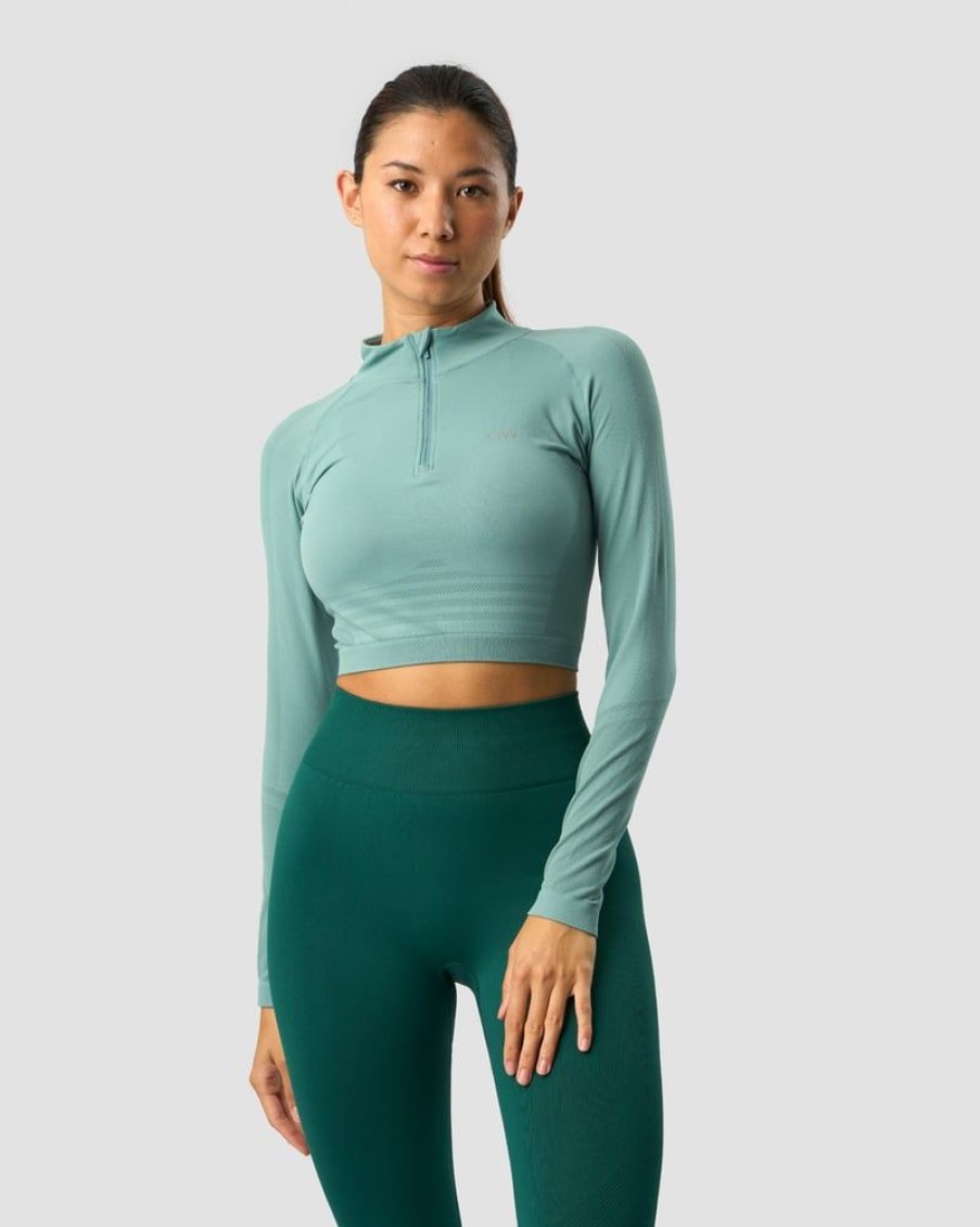 Dam ICIW Seamless | Define Cropped 1/4 Zip Mineral Green