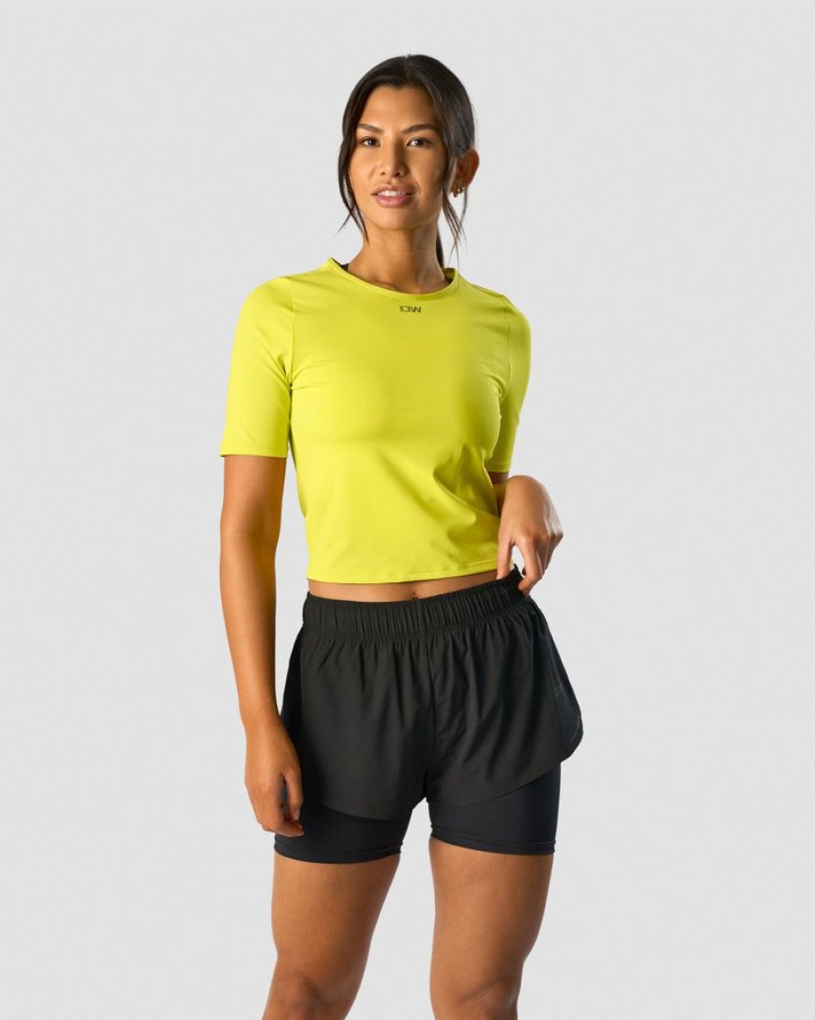 Dam ICIW T-Shirts | Charge Cropped Mid Sleeve Wmn Acid Yellow