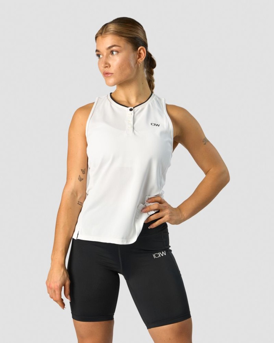 Dam ICIW Traningslinnen | Training Pique Tank Top White/Black