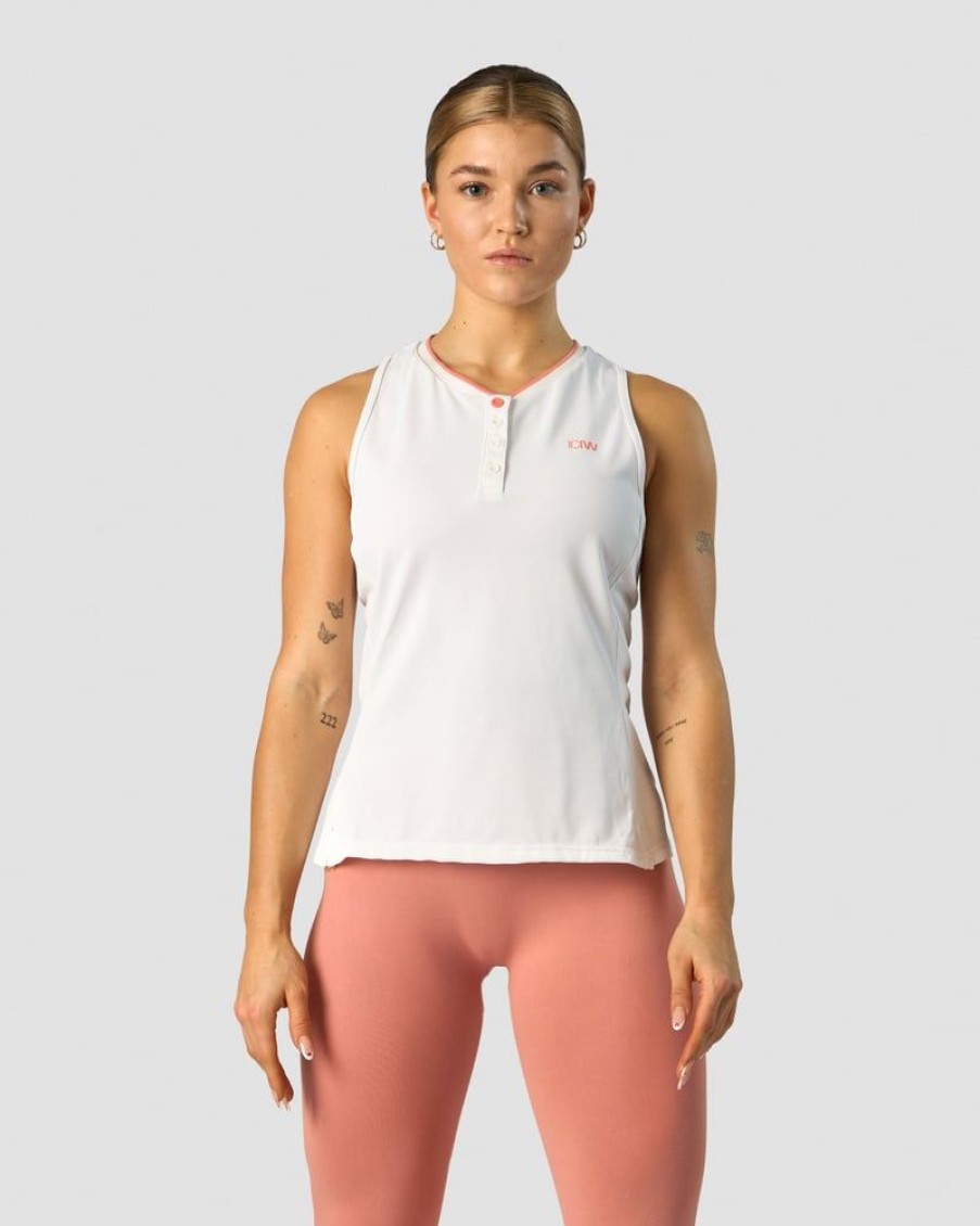 Dam ICIW Traningslinnen | Training Pique Tank Top White/Coral