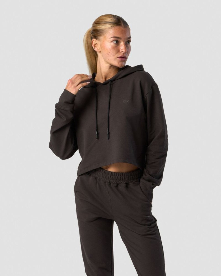 Dam ICIW Langarmat | Stride Cropped Hoodie Wmn Charcoal