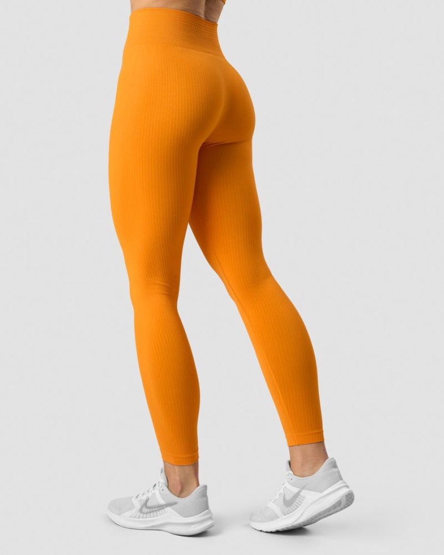 Dam ICIW Tights & Leggings | Ribbed Define Seamless Tights Bright Orange