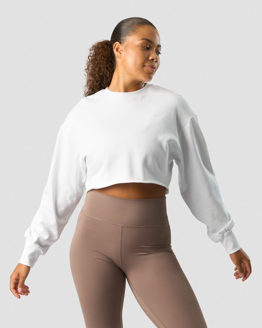 Dam ICIW Langarmat | Nimble Cropped Crewneck White