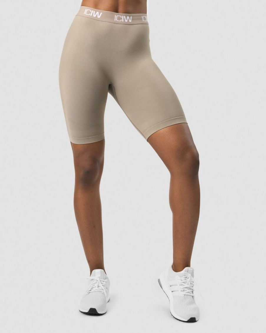 Dam ICIW Seamless | Define Seamless Logo Biker Shorts Taupe