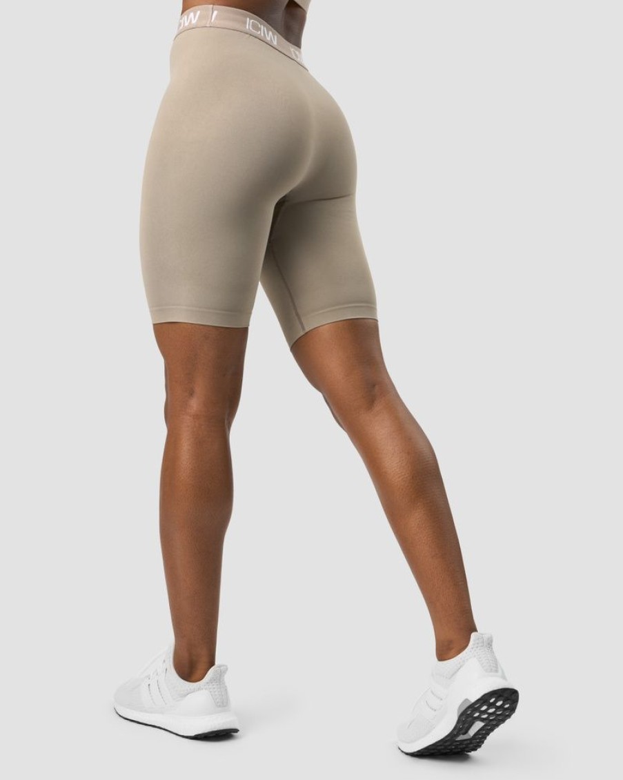 Dam ICIW Seamless | Define Seamless Logo Biker Shorts Taupe