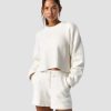 Dam ICIW Langarmat | Soft Knit Oversized Cropped Crewneck White