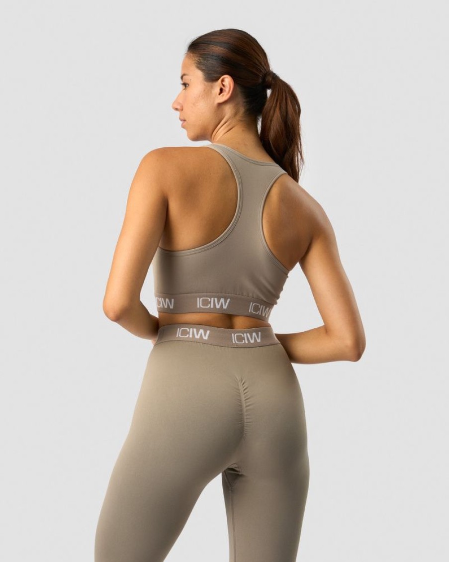 Dam ICIW Sport-Bh | Define Seamless Logo Scrunch Sports Bra Taupe