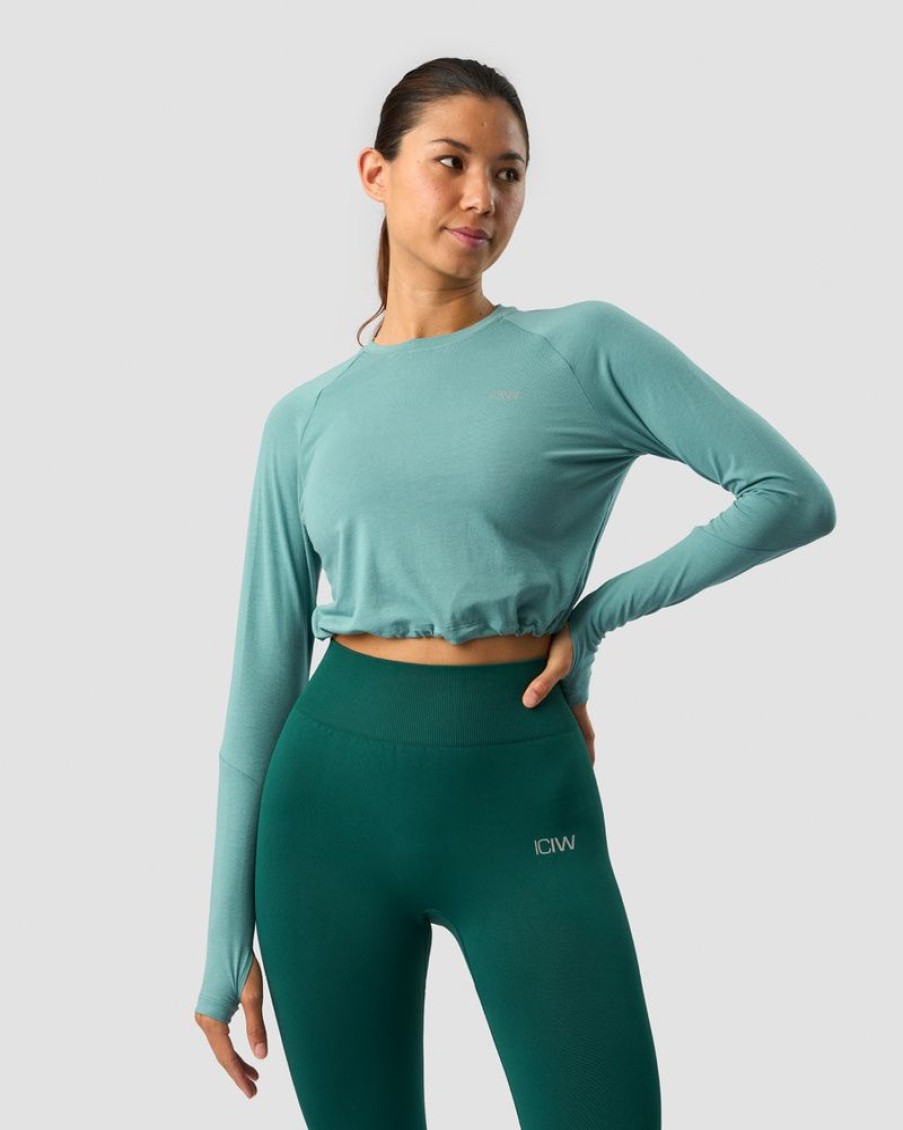 Dam ICIW Langarmat | Define Cropped Adjustable Long Sleeve Mineral Green