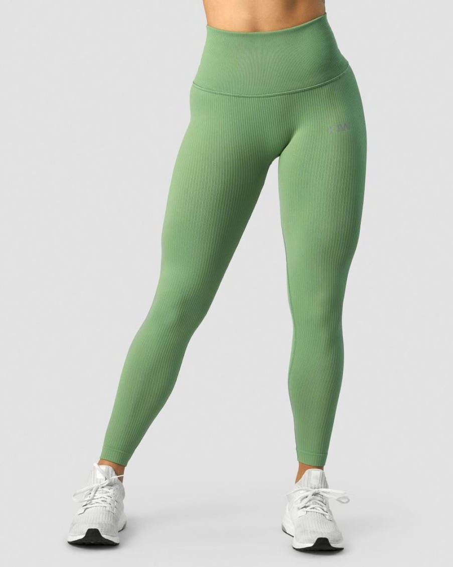 Dam ICIW Tights & Leggings | Ribbed Define Seamless Pocket Tights Light Green