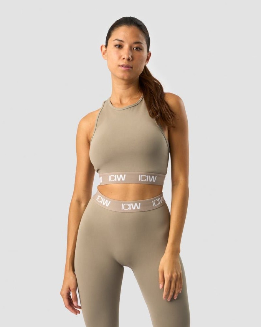 Dam ICIW Seamless | Define Seamless Logo Cropped Tank Top Taupe