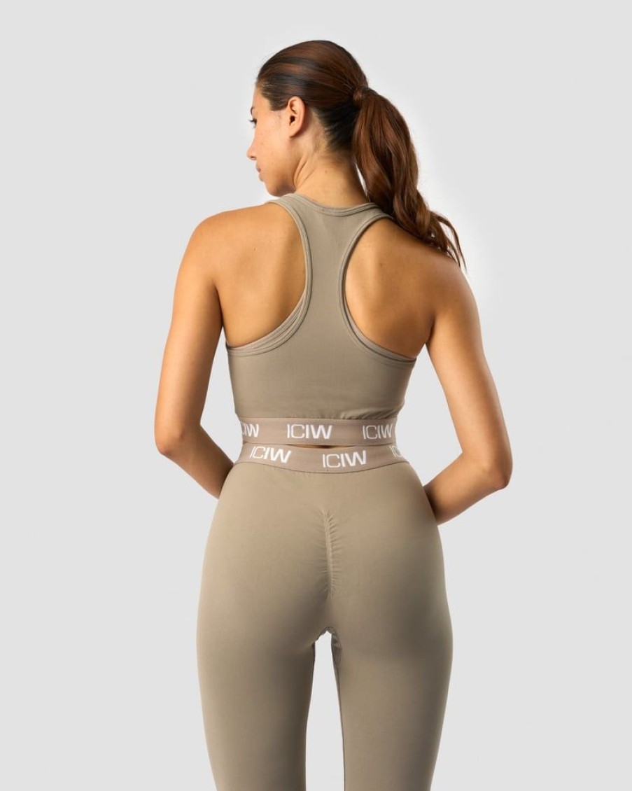 Dam ICIW Seamless | Define Seamless Logo Cropped Tank Top Taupe