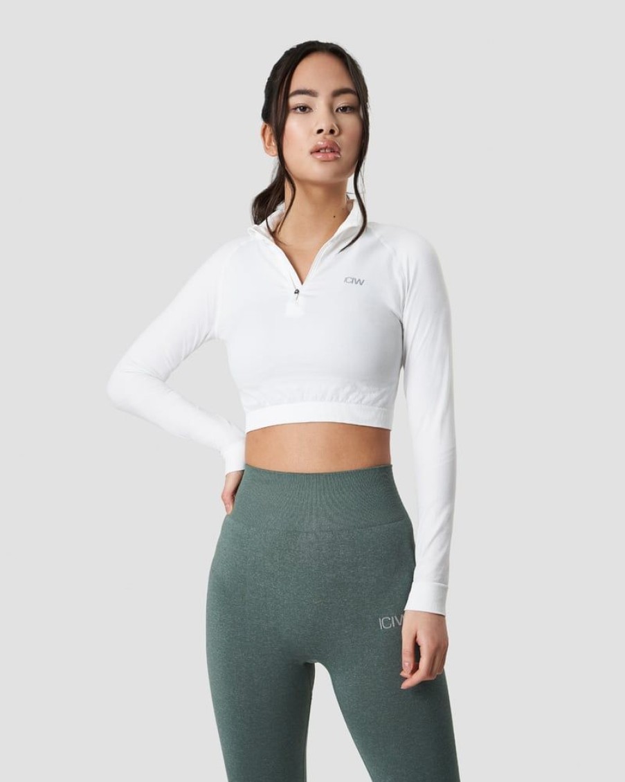 Dam ICIW Langarmat | Define Cropped 1/4 Zip White