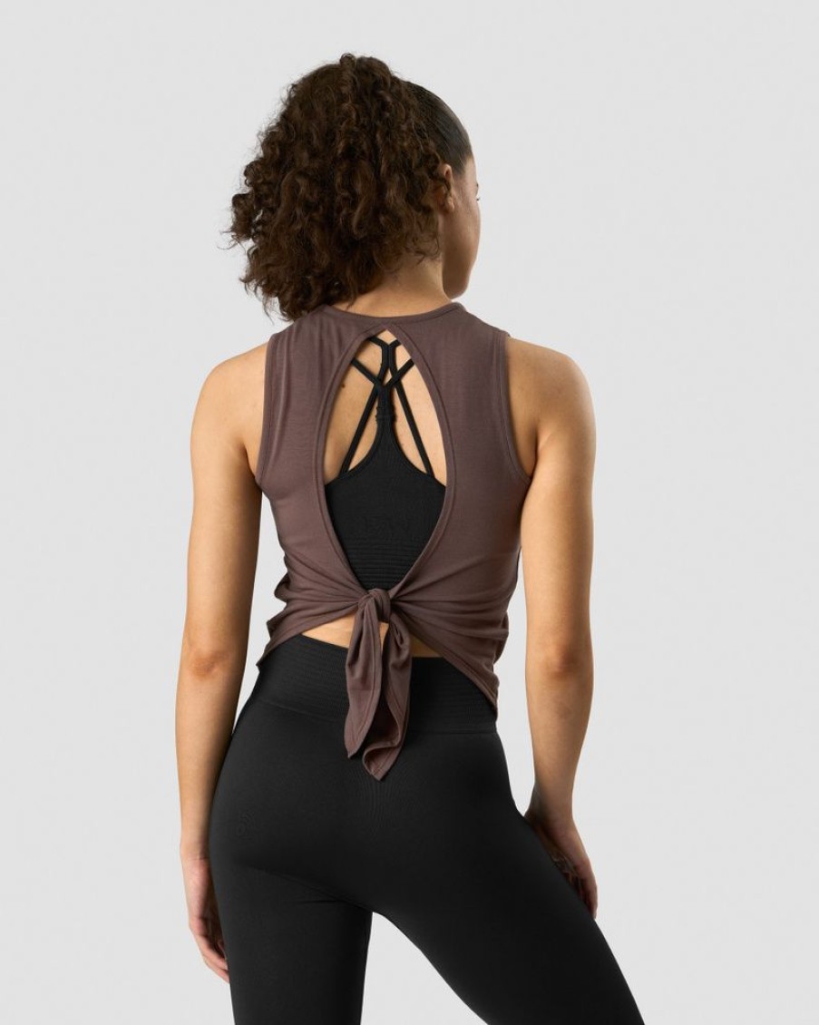 Dam ICIW Traningslinnen | Empowering Open Back Tank Chestnut Brown