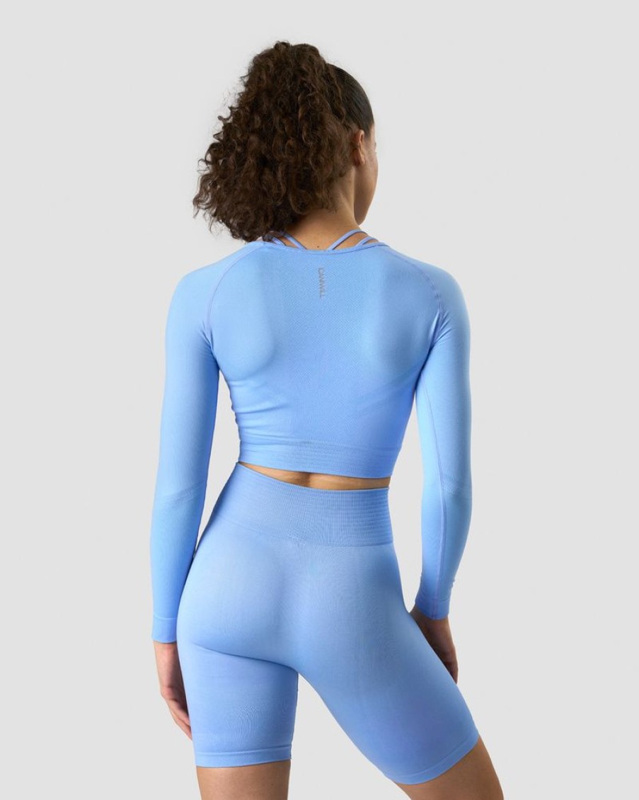 Dam ICIW Seamless | Define Seamless Ls Crop Top Daisy Blue