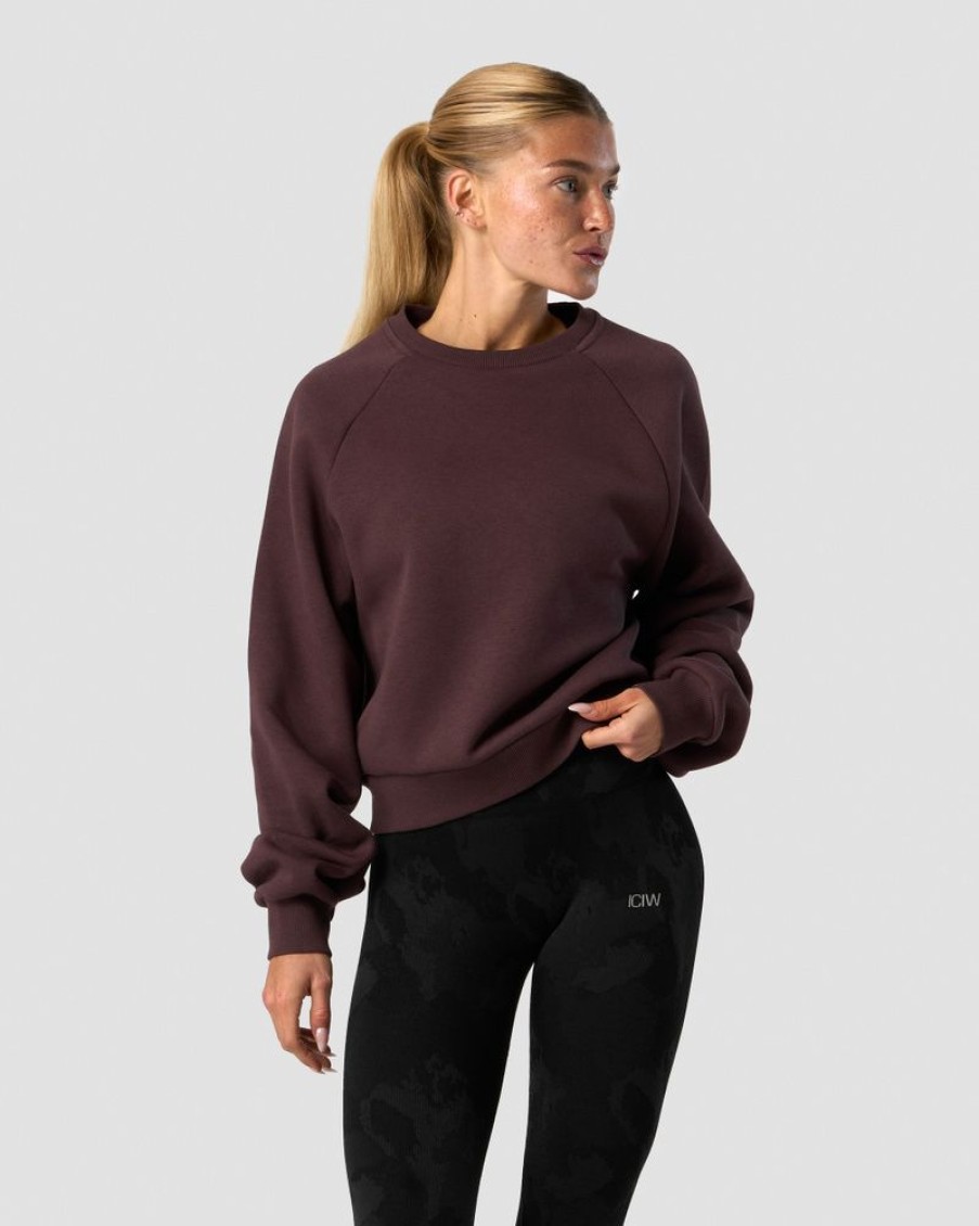 Dam ICIW Langarmat | Everyday Cropped Crewneck Burgundy