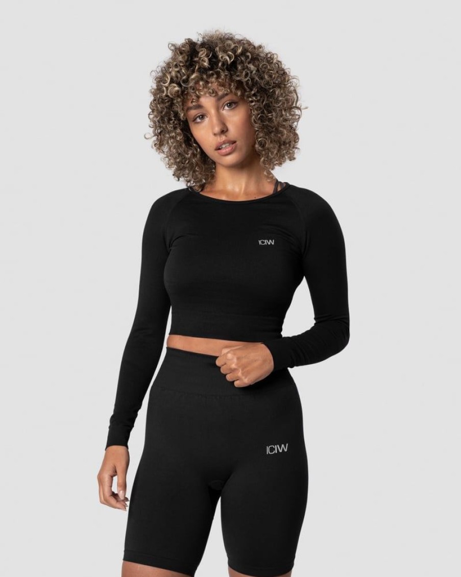 Dam ICIW Seamless | Define Seamless Ls Crop Top Black Wmn