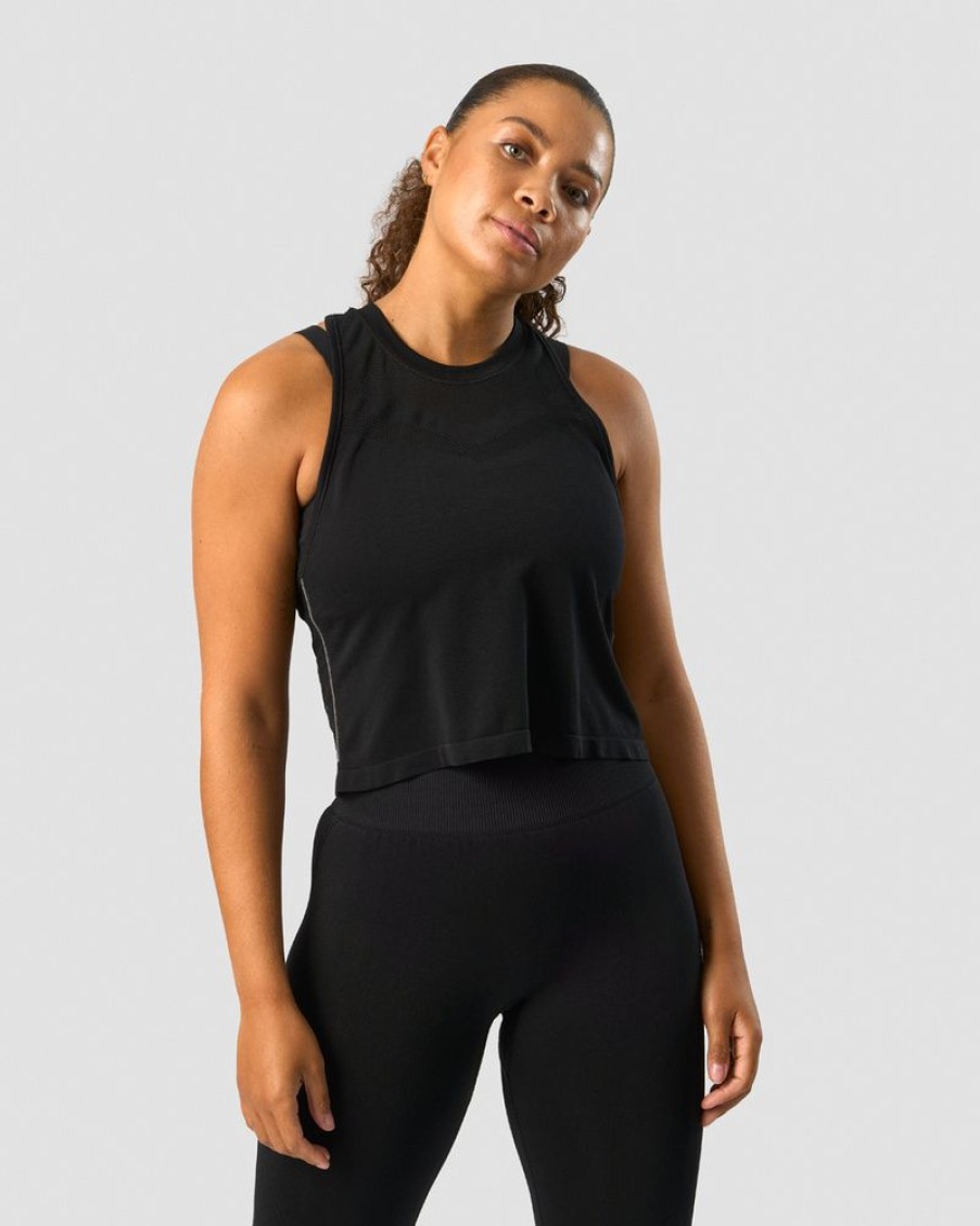 Dam ICIW Seamless | Deluxe Seamless Cropped Tank Top Black