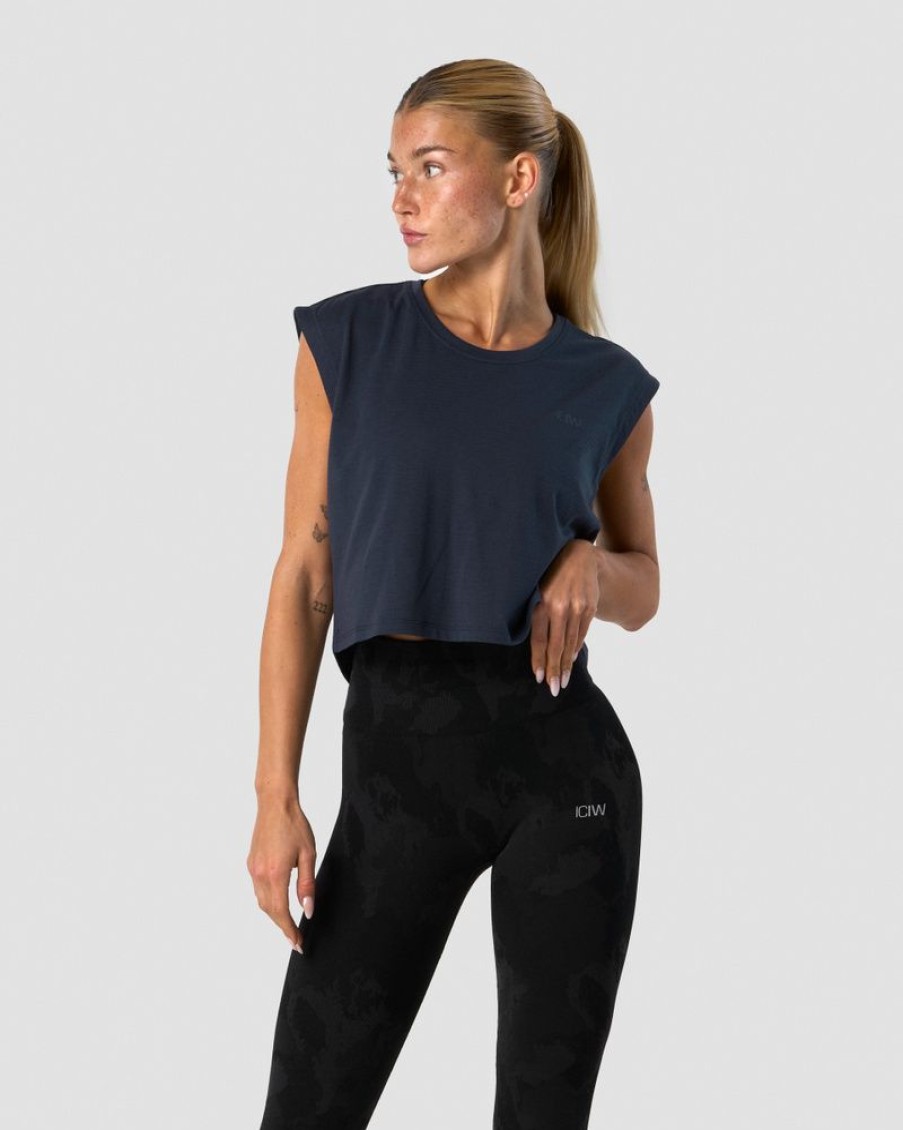 Dam ICIW Traningslinnen | Stride Cropped Tank Wmn Navy