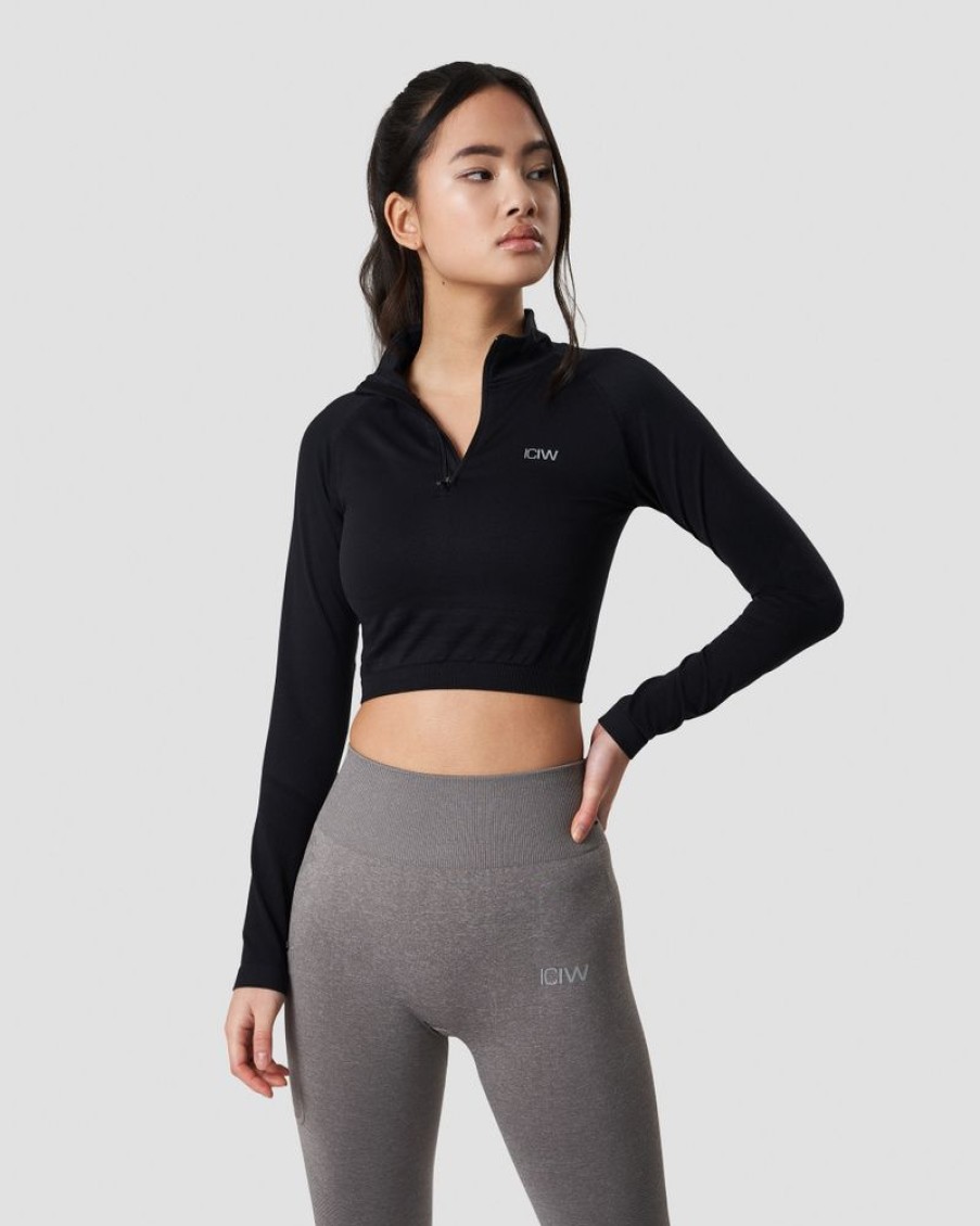 Dam ICIW Langarmat | Define Cropped 1/4 Zip Black