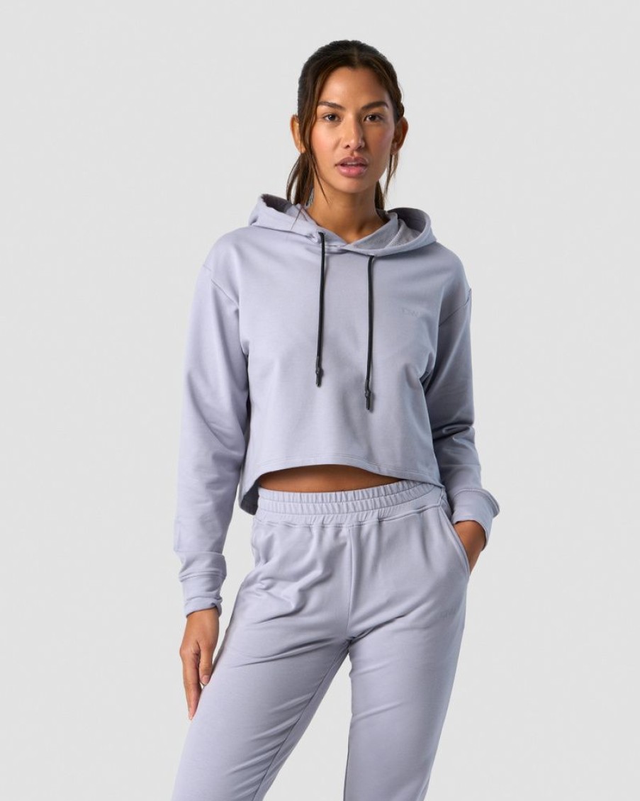 Dam ICIW Langarmat | Stride Cropped Hoodie Wmn Light Blue