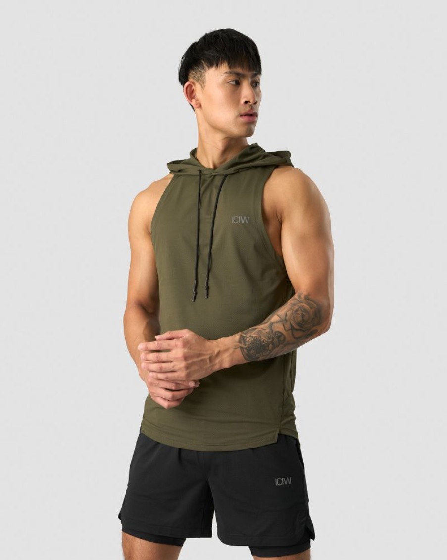 Herr ICIW T-Shirts | Stride Sleeveless T-Shirt Hoodie Men Dark Green