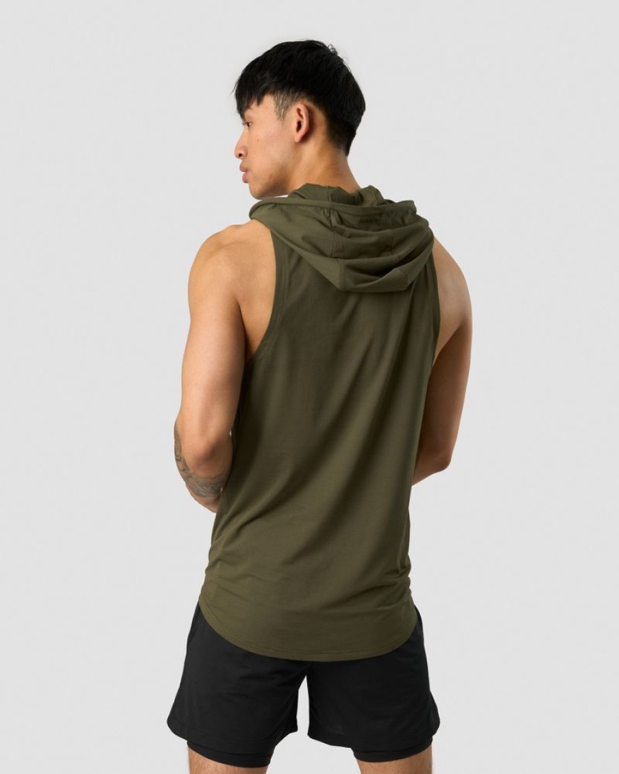 Herr ICIW T-Shirts | Stride Sleeveless T-Shirt Hoodie Men Dark Green