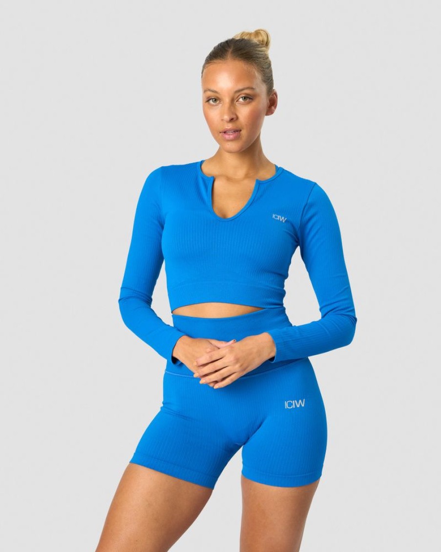 Dam ICIW Seamless | Ribbed Define Seamless Cropped Long Sleeve Cobalt Blue