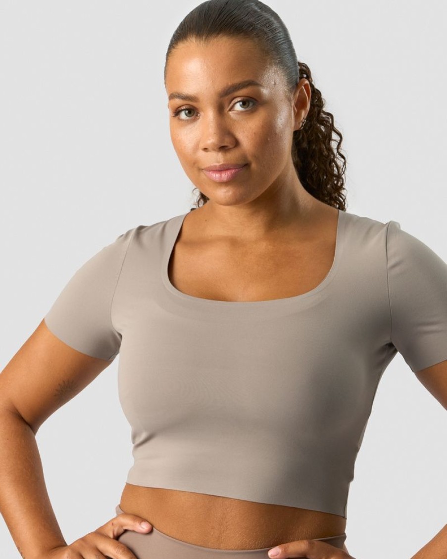 Dam ICIW T-Shirts | Nimble Soft Cropped T-Shirt Greige