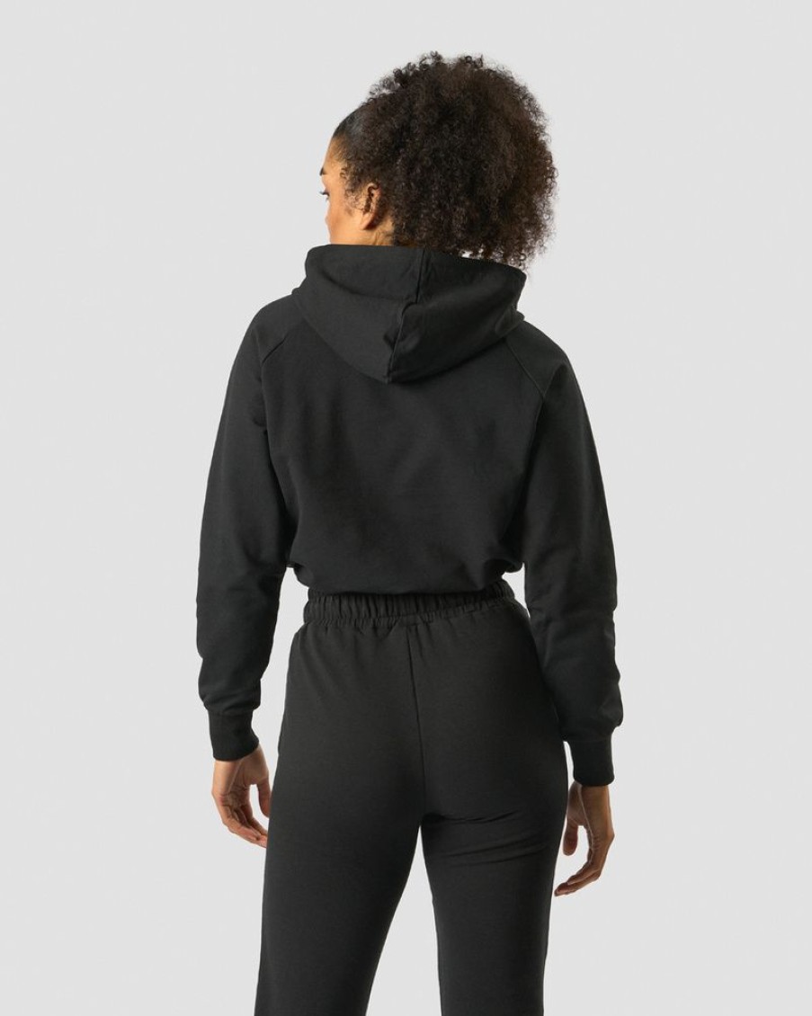 Dam ICIW Langarmat | Adjustable Cropped Hoodie Black Wmn