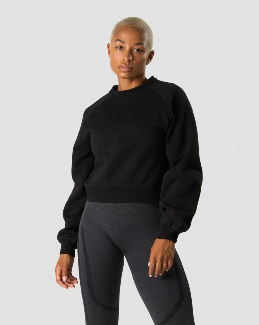 Dam ICIW Langarmat | Everyday Cropped Crewneck Black