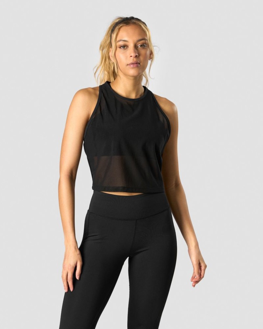 Dam ICIW Traningslinnen | Revive Mesh Cropped Tank Top Wmn Black