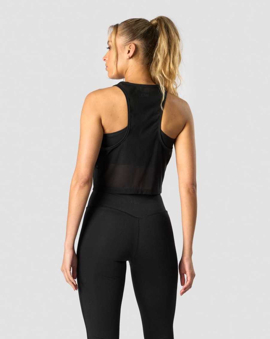 Dam ICIW Traningslinnen | Revive Mesh Cropped Tank Top Wmn Black