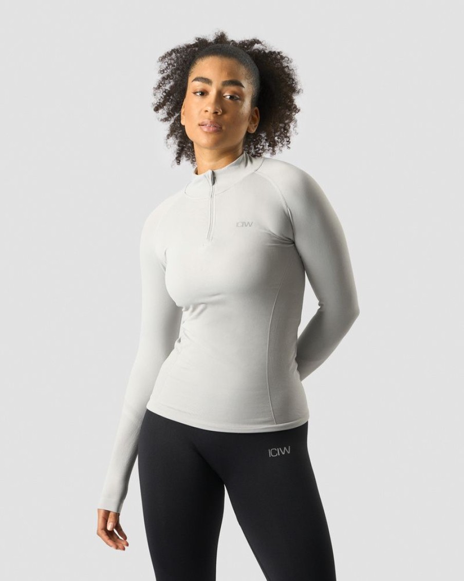 Dam ICIW Seamless | Everyday Seamless 1/4 Zip Wmn Light Grey