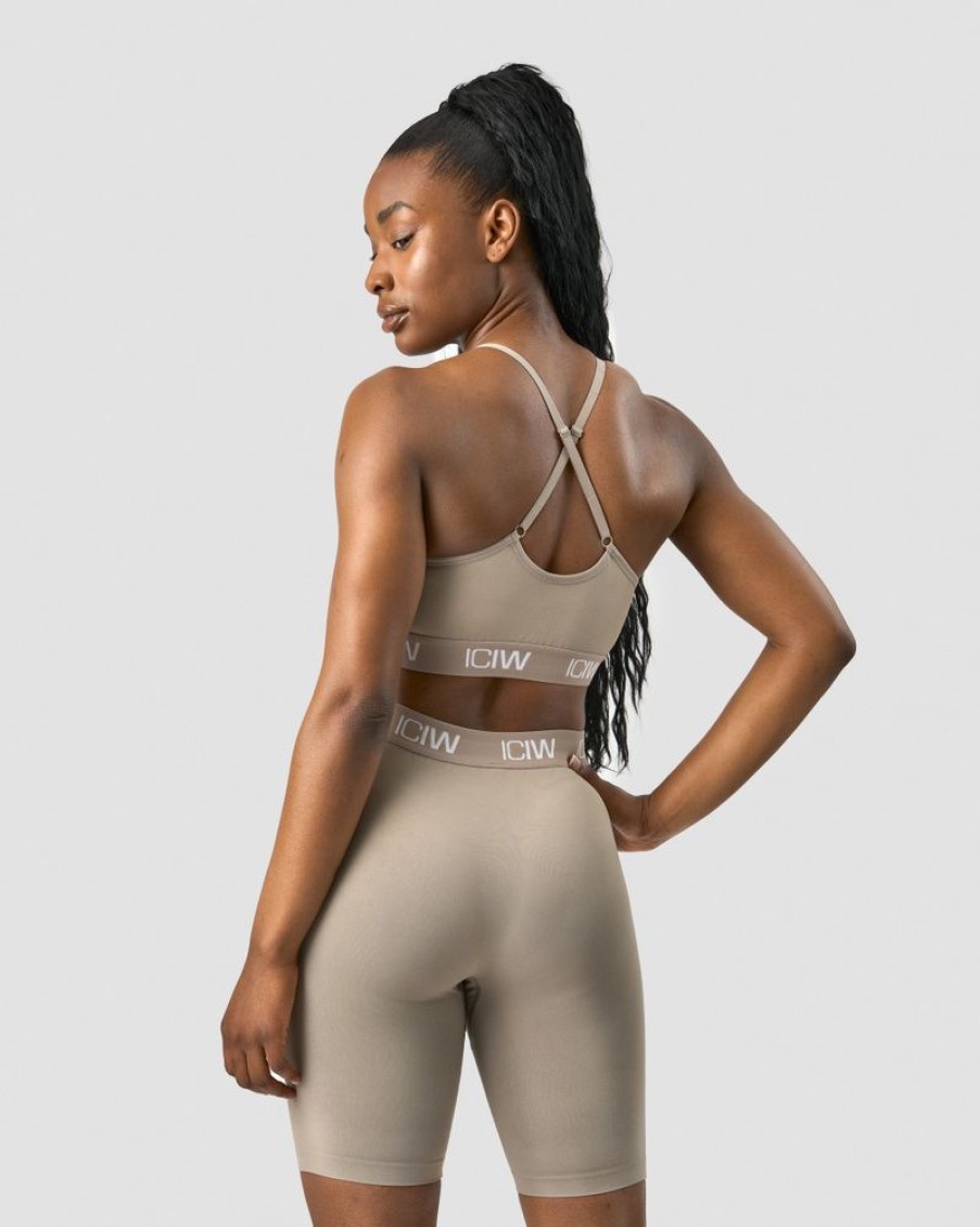 Dam ICIW Sport-Bh | Define Seamless Logo Strappy Sports Bra Taupe