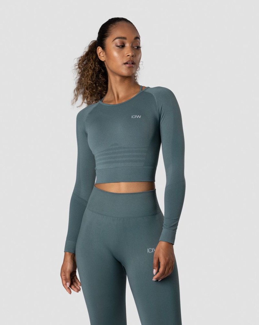 Dam ICIW Seamless | Define Seamless Ls Crop Top Jungle Green Wmn