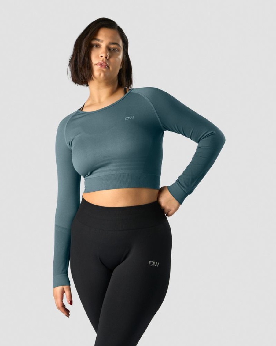 Dam ICIW Seamless | Define Seamless Ls Crop Top Jungle Green Wmn