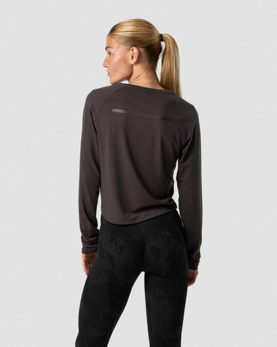 Dam ICIW Langarmat | Stride Cropped Long Sleeve Wmn Charcoal