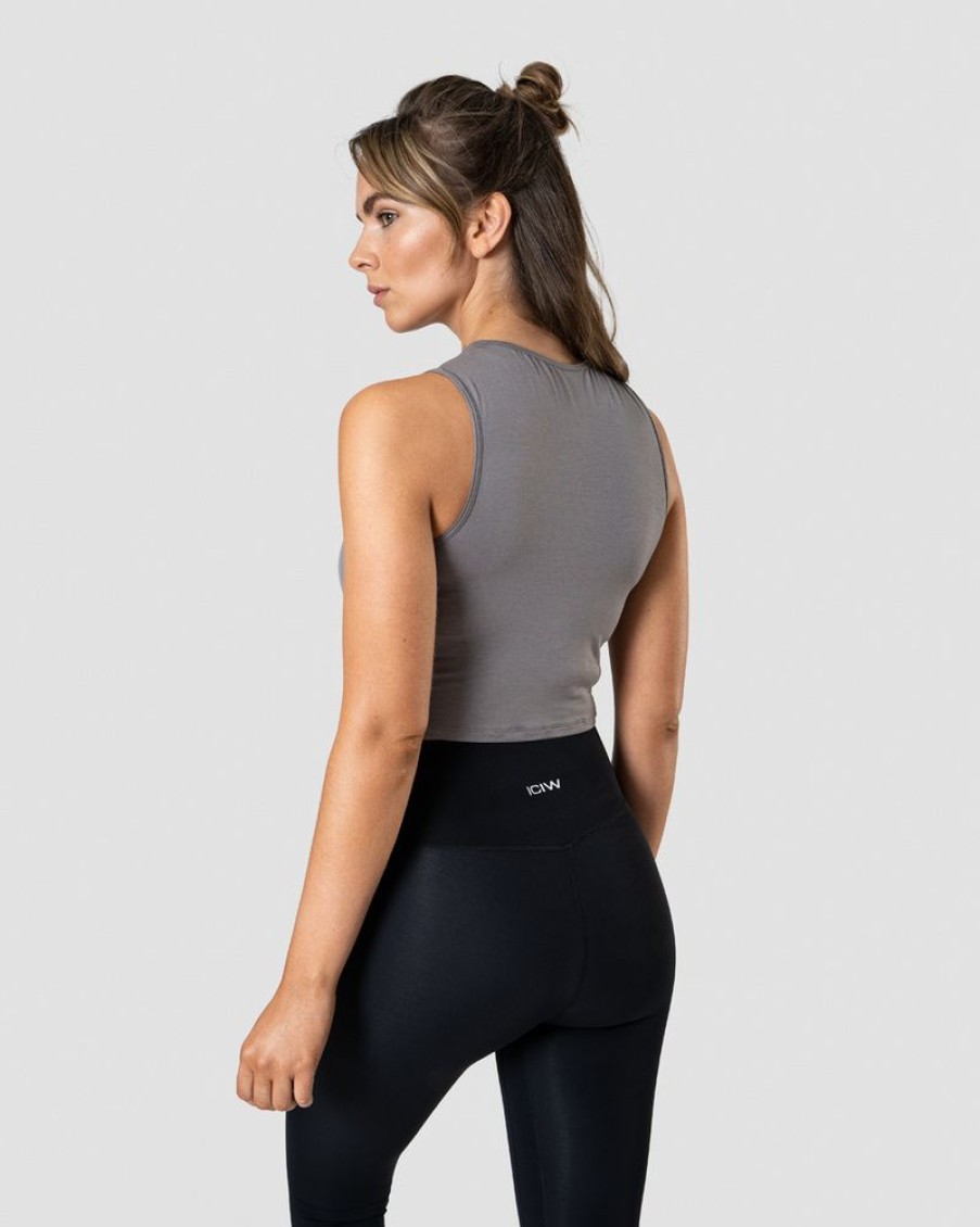 Dam ICIW Traningslinnen | Nimble Crop Top Grey Wmn