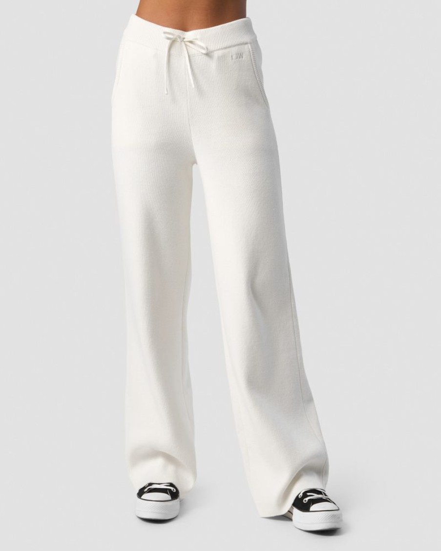 Dam ICIW Byxor | Soft Knit Oversized Pants White