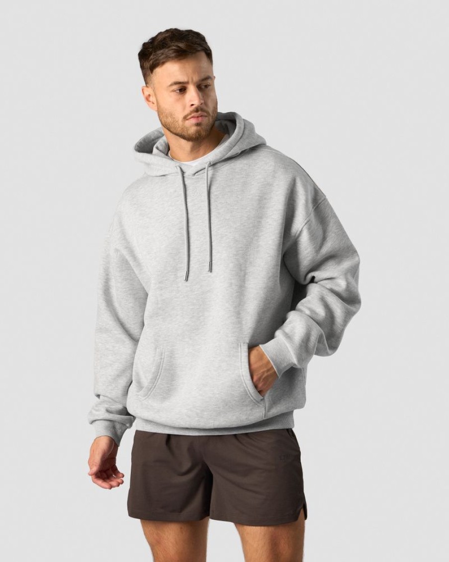 Herr ICIW Langarmat | Everyday Relaxed Hoodie Center Logo Men Light Grey Melange