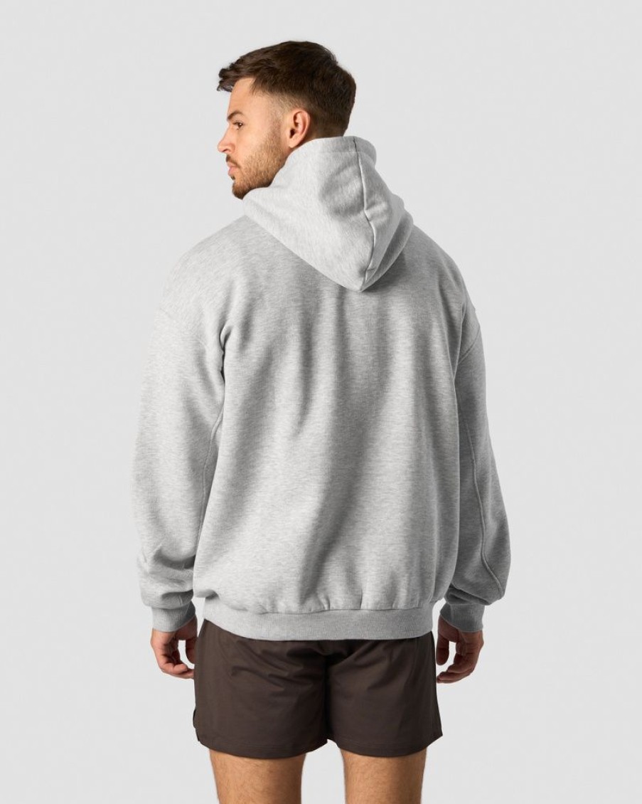 Herr ICIW Langarmat | Everyday Relaxed Hoodie Center Logo Men Light Grey Melange