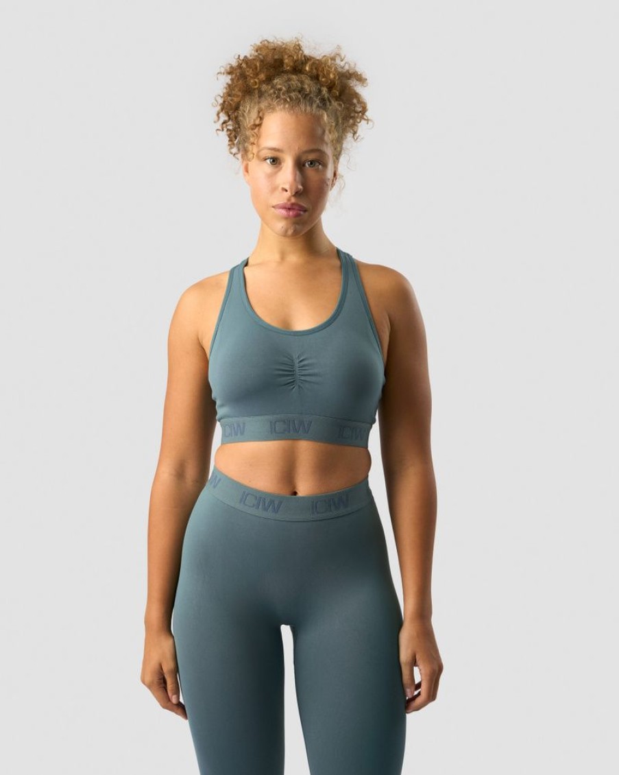 Dam ICIW Sport-Bh | Define Seamless Logo Scrunch Sports Bra Jungle Green