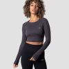 Dam ICIW Seamless | Define Seamless Ls Crop Top Graphite Wmn