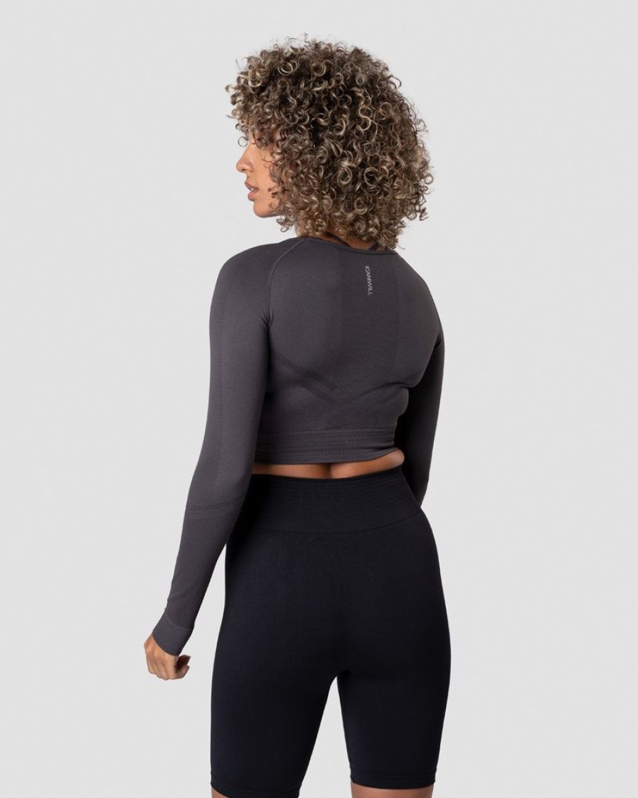 Dam ICIW Seamless | Define Seamless Ls Crop Top Graphite Wmn